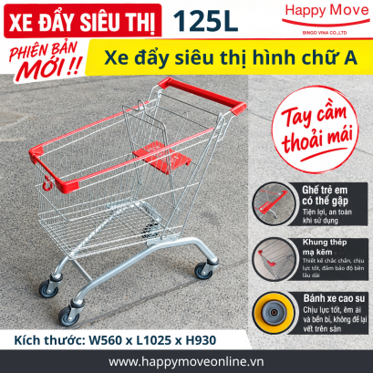 Xe đẩy si&ecirc;u thị 125L,Xe đẩy h&agrave;ng si&ecirc;u thị - Happy Move