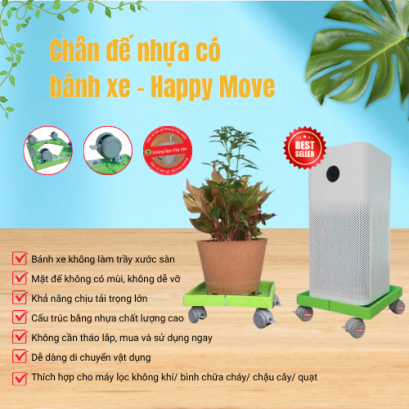Chân đế có bánh xe, đế có bánh xe cho quạt, máy lọc không khí, chậu cây, có bánh xe và phanh, Happy Move