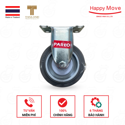 Bánh xe cao su màu xám - Càng cố định - PAREO