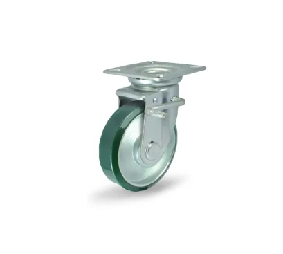 Bánh xe PU xanh Nhật Bản càng xoay khóa - Pareo