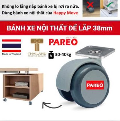 bánh xe nội thất đôi mặt đế xoay38mm.