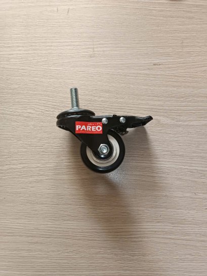 Bánh xe PVC 50mm cọc vít khóamàu đen - hãng Pareo