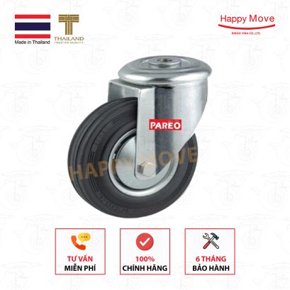 Bánh xe tải trung cao su đen càng lỗ - Pareo