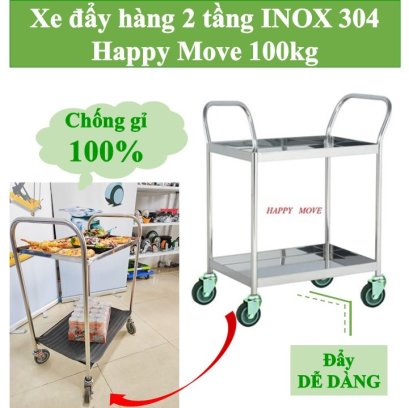 Xe đẩy inox 2 tầng - Happy Move