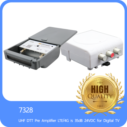 Johansson 7328 UHF DTT Pre Amplifier LTE/4G is 35dB 24VDC for Digital TV