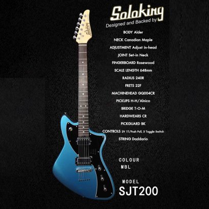 Soloking กีตาร์ไฟฟ้า Electric Guitar รุ่น SJT-200 In Lake Placid Blue