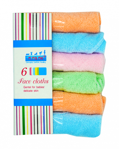 6 Pack Cotton Hand & Face Towels Plain Color