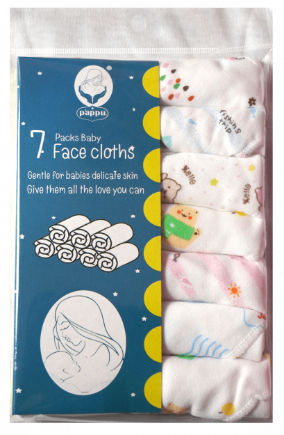 Pappu 7 Piece Interlock Face Cloths With Pattern Mix Color In Pack