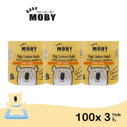 BABY MOBY สำลีก้าน refill รุ่น Big Cotton Buds 100 ก้าน x 3 กล่อง