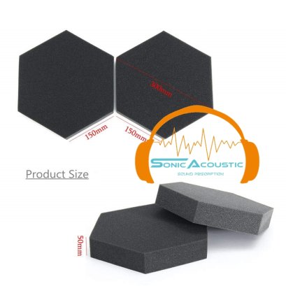 โฟมซับเสียง แผ่นซับเสียงลายหกเหลี่ยมขนาด30ซม.หนา2นิ้ว