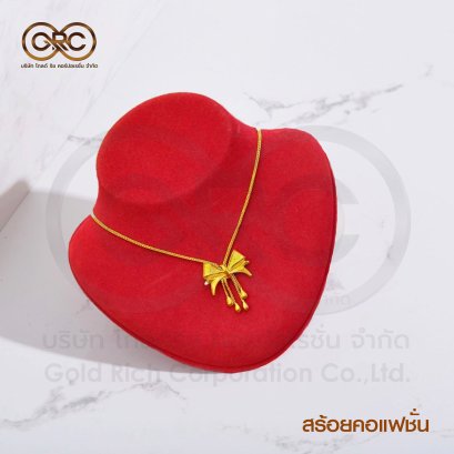 สร้อยคอทองคำลายสี่เสาพร้อมจี้ลายโบว์