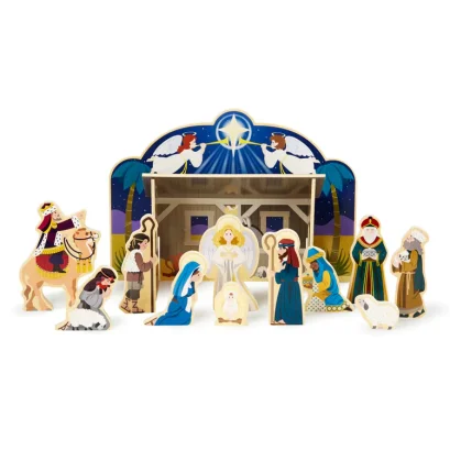 [คริสมาสต์ Christmas] รุ่น 13858 ตุ๊กตาคริสต์มาส วันเกิดพระเยซู Melissa & Doug Wooden Christmas Nativity Set ส่งเสริมจินตนาการ ของเล่นจำลอง Jesus เยซู พระเยซู