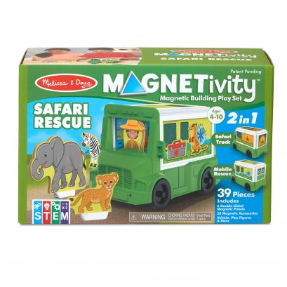 Melissa & Doug รุ่น 30666 Magnetivity Safari Rescue Truck ชุดต่อแม่เหล็ก 3D รุ่นซาฟารี เสริมจินตนาการและความคิดสร้างสรรค์