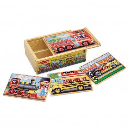 3794 Vehicles Jigsaw Puzzles in a Box จิ๊กซอไม้ 4-in-1 สี่แบบในกล่องเดียว พร้อมกล่องเก็บอย่างดี