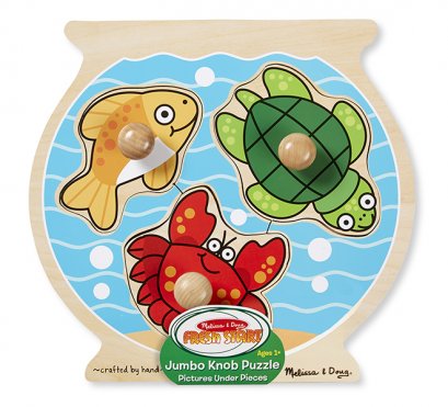 Melissa & Doug รุ่น 2056 Fish Bowl Jumbo Knob Puzzle พัซเซิลแบบมีที่จับขนาดจัมโบ้ รุ่นสัตว์น้ำ ฝึกการเรียนรู้ การคิดและเห็นภาพ การแก้ปัญหา