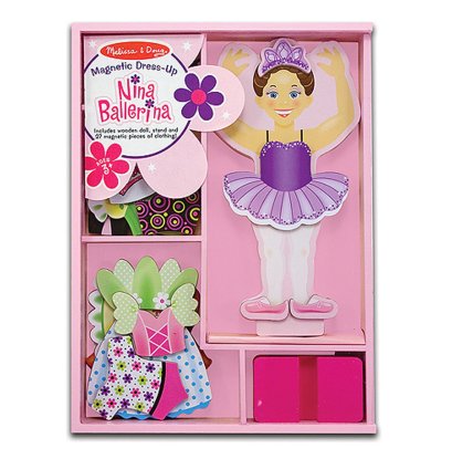 Melissa & Doug รุ่น 3554  Magnetic Dress Up Nina ชุดเล่นแต่งตัวแบบแม่เหล็ก มาพร้อมฐานตั้ง และตุ๊กตา 1 ตัว