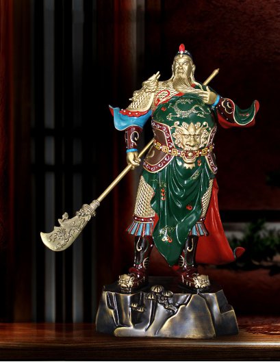 เทพเจ้ากวนอู ปางปราบมาร ทองเหลืองทำสี