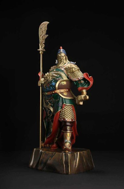 เทพเจ้ากวนอู ปางห้ามศึก (ทองเหลืองทำสี สูง 44.5cm.)