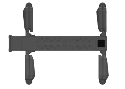 dark grey rectangle drone with four rectangle wings