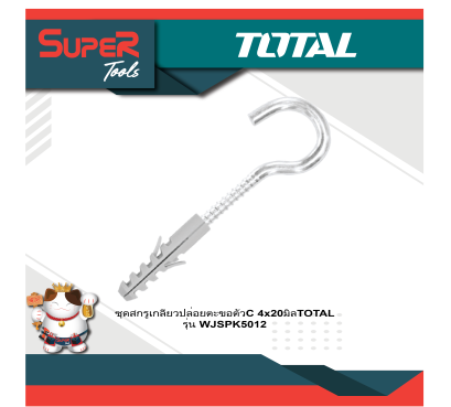 TOTAL ชุดสกรูเกลียวปล่อยตะขอตัวซี รุ่น WJSPK5012