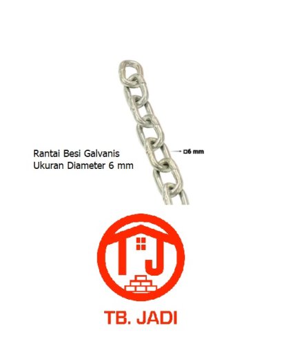 Rantai Besi / Galvanis Ukuran Diameter 6 mm / 1/4 Inch Meteran