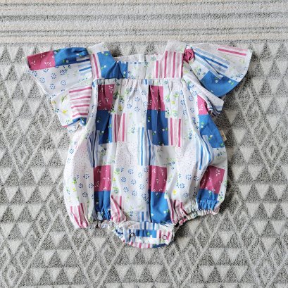 BUTTERFLY SLEEVE ROMPER 100% PRINTED COTTON*HEADBAND NOT INCLUDED