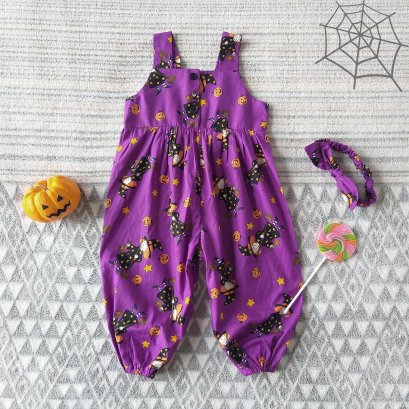 HALLOWEEN JUMPSUIT 100% PRINTED COTTON*HEADBAND NOT INCLUDED * PRE-ORDER SHIP OUT 15-16 OCT