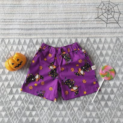 HALLOWEEN SHORTS ELASTIC WASITBAND WITH SIDE POCKETS 100% PRINTED COTTON* PRE-ORDER SHIP OUT 1 OCT