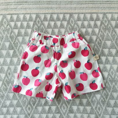 BOYS & GIRLS ELASTIC WAISTBAND APPLES SHORTS / 100% PRINTED COTTON*PRE-ORDER SHIP OUT 22-23 APRIL