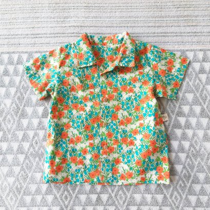 เด็กชาย-หญิง เสื้อเชิ๊ต 100% ผ้าคอตตอนพิมพ์ลายดอกไม้สีเหลือง