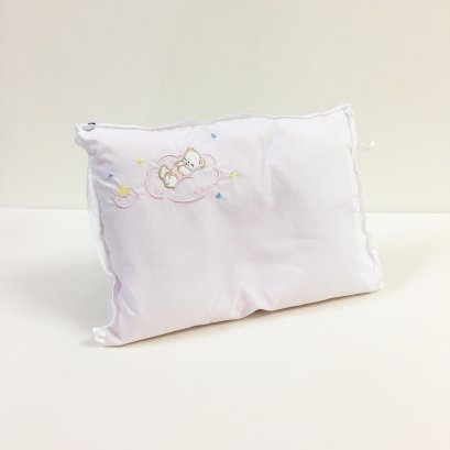 หมอนหลุม รุ่นผ้าคอตตอนปักลายหมีก้อนเมฆ Infant Pillow – Cotton100% with Fluffy Bear (Embroider)