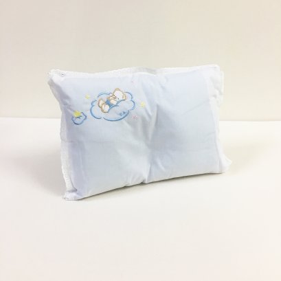 หมอนหลุม รุ่นผ้าคอตตอนปักลายหมีก้อนเมฆ Infant Pillow – Cotton100% with Fluffy Bear (Embroider)(copy)