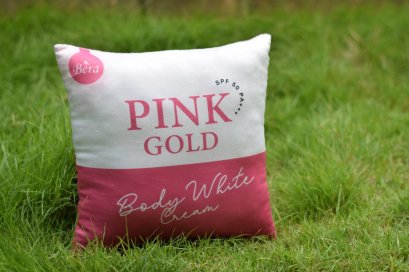 หมอนอิง ผ้า 1C (ผ้าขนแมว) งานพิมพ์ลายโลโก้