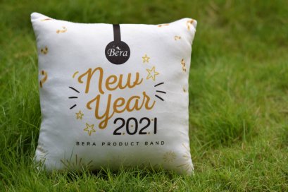 หมอนอิง ผ้า 1C (ผ้าขนแมว) งานพิมพ์ลายโลโก้