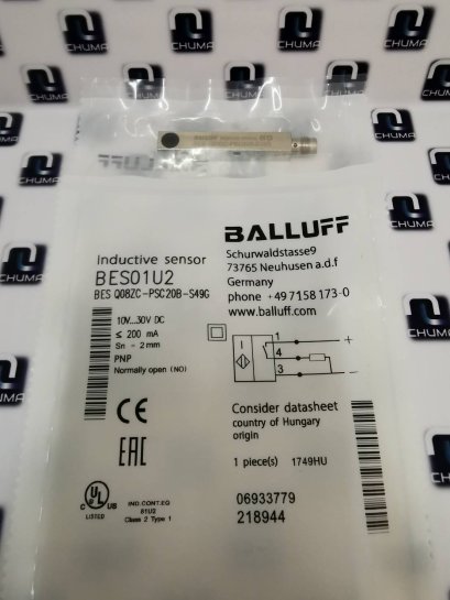 Balluff, Inductive Sensor, BES01U2 BES Q08ZC-PSC20B-S49G, BESO1U2