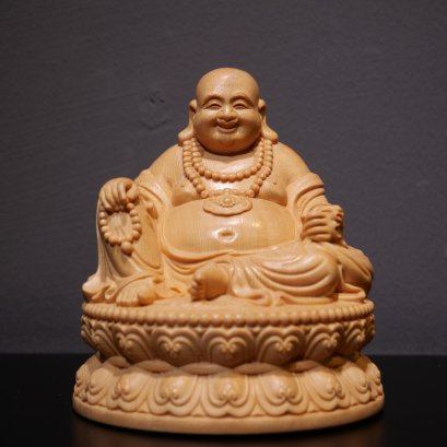 พระสังกัจจายน์ ปางนั่งรับทรัพย์ ไม้หอมฮิโนกิ ขนาด 10 cm.