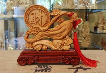 ชุดหัวไชเท้ามงคล ไม้หวงหยางมู้แกะสลัก ขนาด 20 cm.