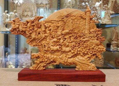 ชุดสัตว์มงคลม้า 21 ตัว ไม้หวงหยางมู้แกะสลัก 30 cm.