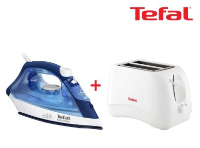TEFAL SET เตารีดไอน้ำ+เครื่องปิ้งขนมปัง  เซ็ทคู่ประหยัดกว่า
