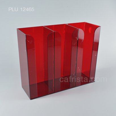 กล่องใส่แก้วอะคริลิค 3 ช่อง สีแดงใส