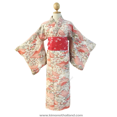 【เช่า】ชุดกิโมโน สีชมพูหวาน