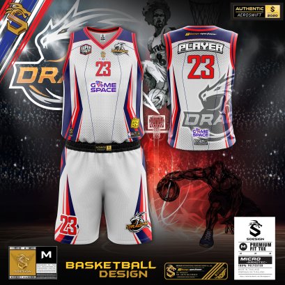 ชุดกีฬาบาสเกตบอล พิมพ์ลายทั้งตัว เนื้อผ้า &quot;นาโนเทค&quot; SDB003