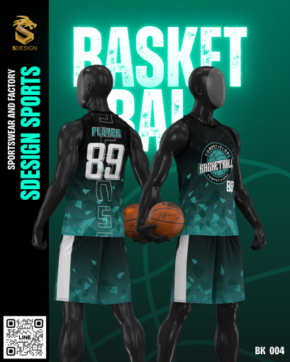 ชุดกีฬาบาสเกตบอล พิมพ์ลายทั้งตัว เนื้อผ้า &quot;นาโนเทค&quot; BK 004