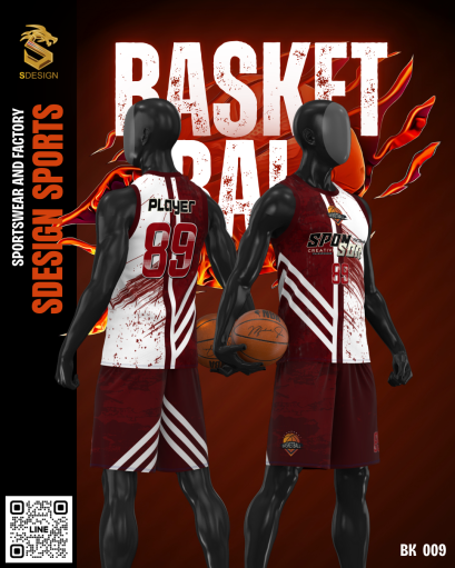 ชุดกีฬาบาสเกตบอล พิมพ์ลายทั้งตัว เนื้อผ้า &quot;นาโนเทค&quot; BK 009