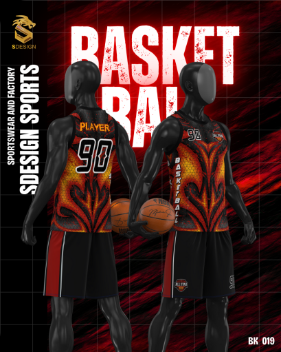 ชุดกีฬาบาสเกตบอล พิมพ์ลายทั้งตัว เนื้อผ้า &quot;นาโนเทค&quot; BK 019