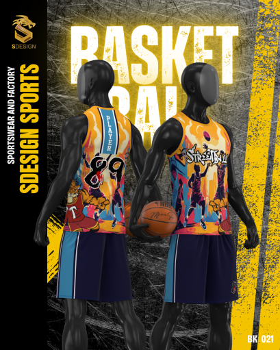 ชุดกีฬาบาสเกตบอล พิมพ์ลายทั้งตัว เนื้อผ้า &quot;นาโนเทค&quot; BK 021