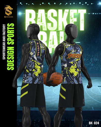 ชุดกีฬาบาสเกตบอล พิมพ์ลายทั้งตัว เนื้อผ้า &quot;นาโนเทค&quot; BK 024