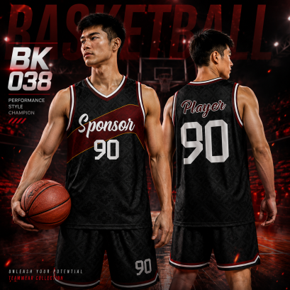 ชุดกีฬาบาสเกตบอล พิมพ์ลายทั้งตัว เนื้อผ้า "นาโนเทค" BK 038