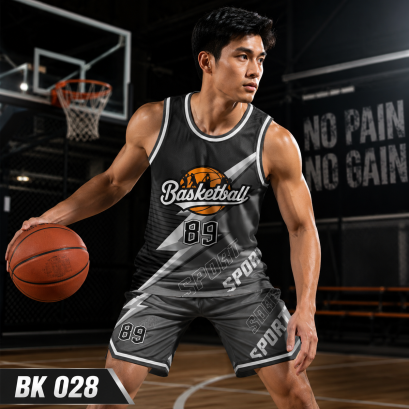ชุดกีฬาบาสเกตบอล พิมพ์ลายทั้งตัว เนื้อผ้า "นาโนเทค" BK 028