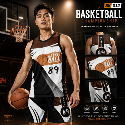 ชุดกีฬาบาสเกตบอล พิมพ์ลายทั้งตัว เนื้อผ้า "นาโนเทค" BK 012